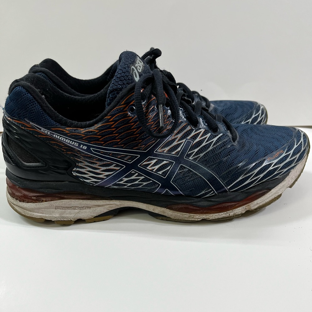 ASICS Men's Gel Nimbus 18 Navy and Black Athletic Shoes